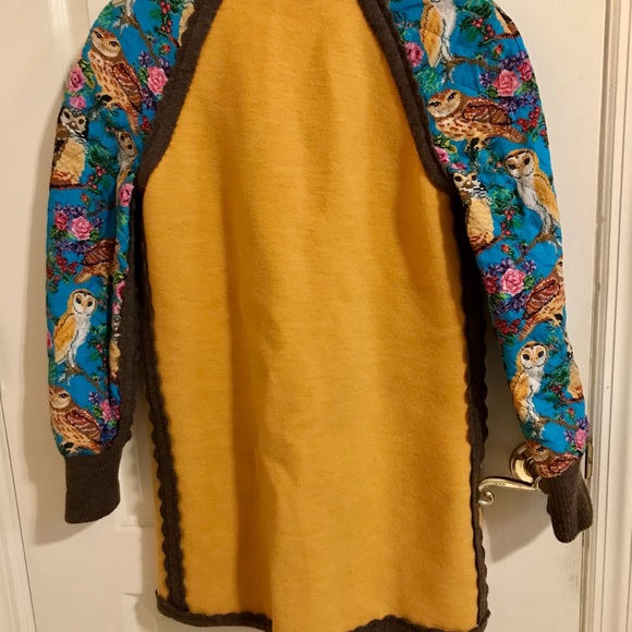 Manoush wool and silk long sweater coat S fun owl print - Picture 3 of 11